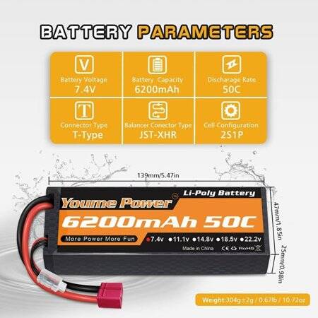 Kırmızı 3300 MAH 2 S 7.4 V 25C Yüksek Güç Yüksek Kaliteli Model Uçak LIPO Pil JST Dişi - 5