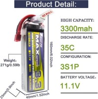 Kırmızı 3300 MAH 3 S 11.1 V 25C Yüksek Güç Yüksek Kaliteli Model Uçak LIPO Pil JST Dişi - 2
