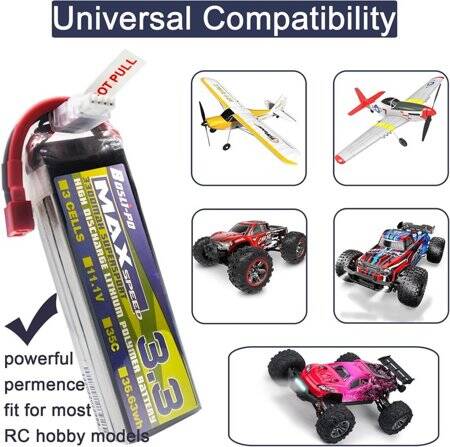 Kırmızı 3300 MAH 3 S 11.1 V 25C Yüksek Güç Yüksek Kaliteli Model Uçak LIPO Pil JST Dişi - 4