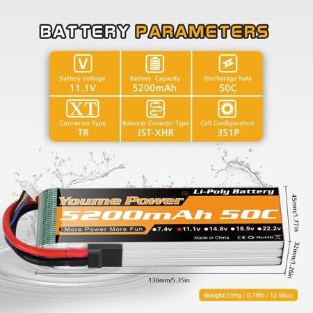 Kırmızı 5200 MAH 3 S 11.1 V 25C Yüksek Güç Yüksek Kaliteli Model Uçak LIPO Pil XT60 Dişi - 3