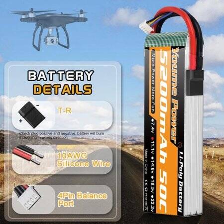 Kırmızı 5200 MAH 3 S 11.1 V 25C Yüksek Güç Yüksek Kaliteli Model Uçak LIPO Pil XT60 Dişi - 4