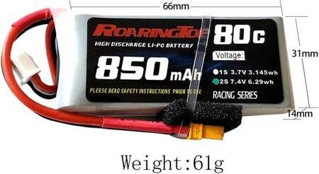 Kırmızı 850 MAH 2 S 7.4 V 25C Yüksek Güç Yüksek Kaliteli Model Uçak LIPO Pil XT60 Dişi - 2