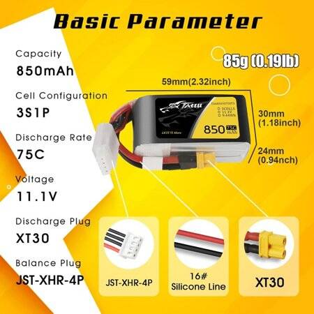 Kırmızı 850 MAH 3 S 11.1 V 25C Yüksek Güç Yüksek Kaliteli Model Uçak LIPO Pil T Dişi - 2