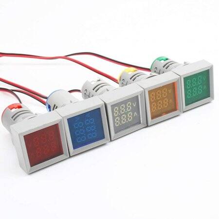 Kırmızı AC50-500V 0-100A 0-100Hz 22mm AD16-22AVHz Kare Kapaklı LED Voltmetre Ampermetre Hertz Metre - 3