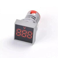 Kırmızı AC60-500V 22mm AD16-22FSV Kare Buzlu Kapaklı LED Voltmetre - 2
