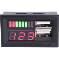 Kırmızı DC12V Kurşun-Asit USB 5V2A LED Dijital Ekran Voltmetre Gerilim Ölçer Pil Test Cihazı Paneli - 1