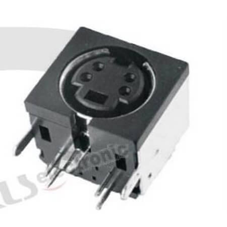 KLS1-285L-06-B MINI DIN JACK 6PIN FEMALE PCB TYPE WITH SHELL - 1