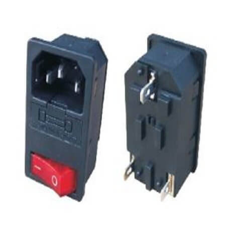 KLS1-AS-303-11 CONNECTOR AC POWER SOCKET RED WITH FUSE - 1
