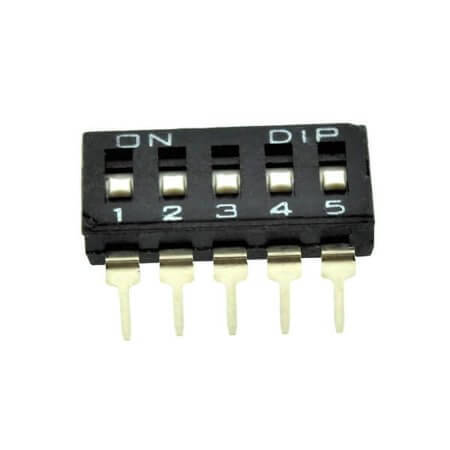 KLS7-KMR-05-N-00 SWITCH DIP 5 Pos. SPST 25mA 24VDC THT V/T - 1