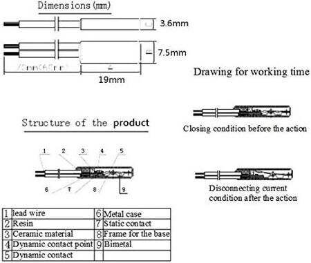 KSD9700/BK05 - BB1D 5A 250V Metal Termostat - 45 Derece Normalde Kapalı - 2