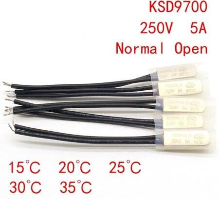 KSD9700/BK05-BB1D 5A 250V Metallic Shell Temperature Control Switch - 150C Normally Open - 3