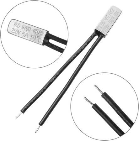KSD9700/BK05 - BB1D 5A 250V Plastik Termostat - 100 Derece Normalde Açık - 3