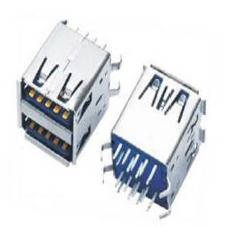 L-KLS1-3009-L CONNECTOR USB A TYPE DUAL RIGHT ANGLE 180C BLUE - 1