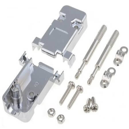L-KLS1-DBJ-09P-L DSUB HOOD 9PIN LONG SCREW CHROMIUM PLATED - 1