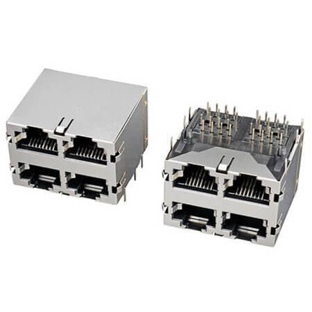 L-KLS12-102-8P8C-2X2W-01 MODULAR JACK THT R/A 8P8C (RJ45,Ethernet) W/ EMI - 1