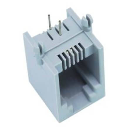 L-KLS12-124-6P2C-W/O-2-0 MODULAR JACK THT R/A 6P2C (RJ11) GRAY - 1