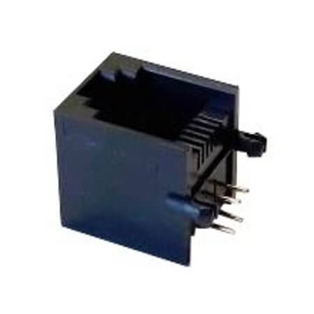 L-KLS12-124-6P4C-W/O-1-1 MODULAR JACK THT R/A 6P4C (RJ11,RJ14) BLACK - 1