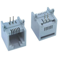 L-KLS12-124-6P4C-W/O-2-0 MODULAR JACK THT R/A 6P4C (RJ11,RJ14) GRAY - 1