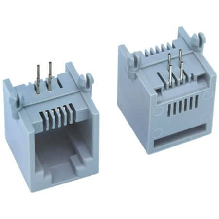 L-KLS12-124-6P4C-W/O-2-0 MODULAR JACK THT R/A 6P4C (RJ11,RJ14) GRAY - 1