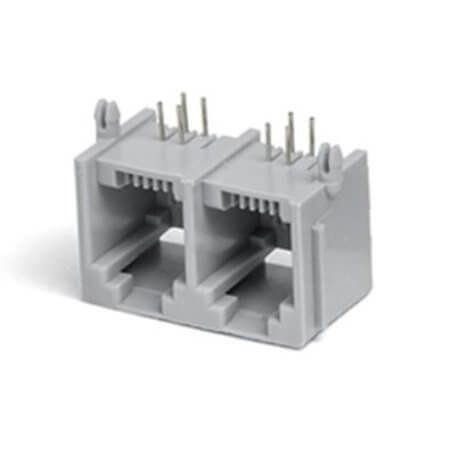 L-KLS12-127-6P6C-1X8-W/O MODULAR JACK THT R/A 6P6C (R11,RJ12,RJ14,RJ25) N/A - 1