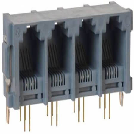 L-KLS12-303-6P4C-1X4-1-2 MODULAR JACK THT R/A 6P4C (RJ11,RJ14) BLACK - 1