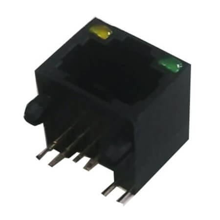 L-KLS12-315-8P8C-1x1-Y/G MODULAR JACK THT R/A 8P8C (RJ45,Ethernet) BLACK - 1