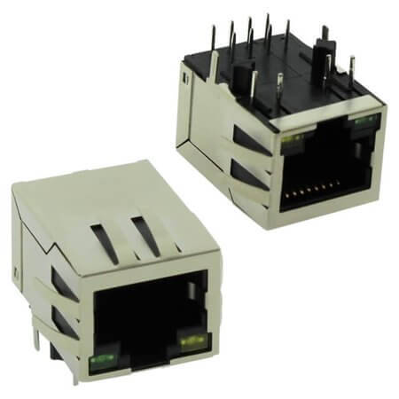 L-KLS12-TL002R-1X1-G/Y-1 MODULAR JACK THT R/A 8P8C (RJ45,Ethernet) BLACK - 1