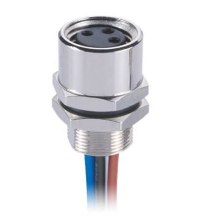 L-KLS15-M8A-B103 CONN.RECEPTACLE M12 3PIN FEMALE PANEL MOUNT SOLDER - 1