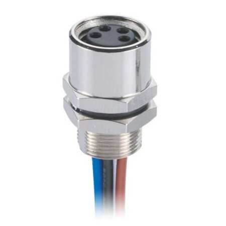 L-KLS15-M8A-B104 CONN.RECEPTACLE M12 4PIN FEMALE PANEL MOUNT SOLDER - 1
