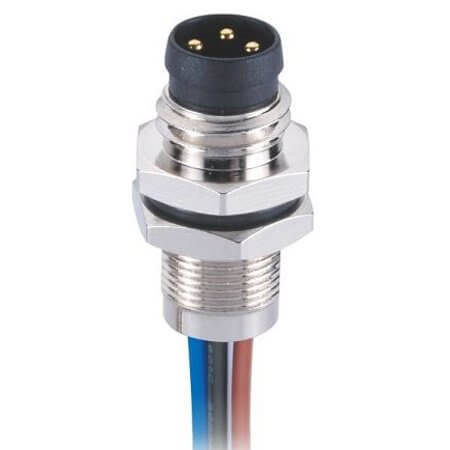 L-KLS15-M8A-B203 CONN.PLUG M8 3PIN MALE PANEL MOUNT SOLDER - 1