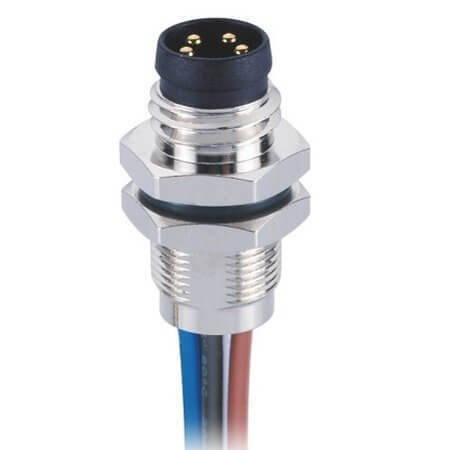 L-KLS15-M8A-B204 CONN.PLUG M8 4PIN MALE PANEL MOUNT SOLDER - 1