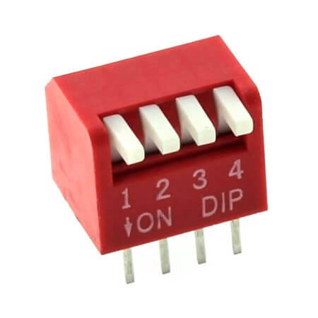 L-KLS7-DPT-04-R-00 SWITCH DIP 4 Pos. SPST 25mA 24VDC THT R/A - 1