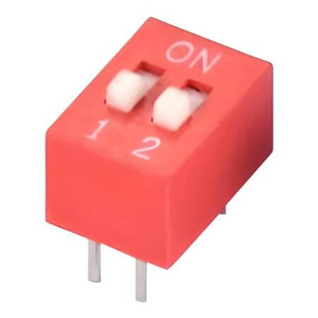 L-KLS7-DST-02-R-00 SWITCH DIP 2 Pos. SPST 25mA 24VDC THT V/T - 1