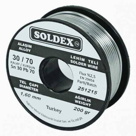 LEHİM TELİ 301602 KURŞUNLU LEHİM TELİ Sn30 Pb70 1,60mm 200gr - 1