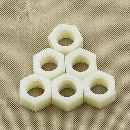 M10 White Hexagonal Nylon Nut - 1