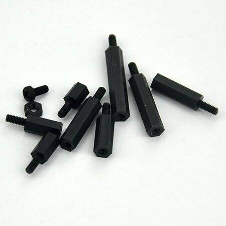 M2-5x20+6mm Black Hexagonal Nylon Column Single Head - 2