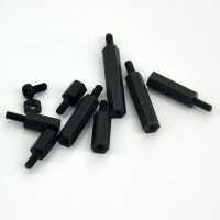 M2-5x20+6mm Siyah Altıgen Naylon Sütun Tek Kafa - 2