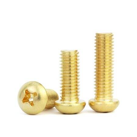 M2 6mm Pirinç Çapraz Yassı Başlı Vida - 1