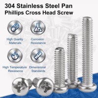 M2x10 304 Stainless Steel Cross Recessed Pan Head Screws Phillips Screws - 2