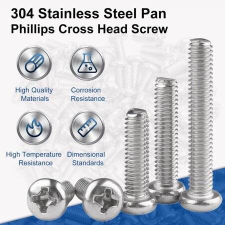 M2x10 304 Stainless Steel Cross Recessed Pan Head Screws Phillips Screws - 2