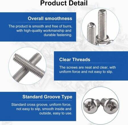 M2x10 304 Stainless Steel Cross Recessed Pan Head Screws Phillips Screws - 4