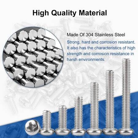 M2x18 304 Stainless Steel Cross Recessed Pan Head Screws Phillips Screws - 2