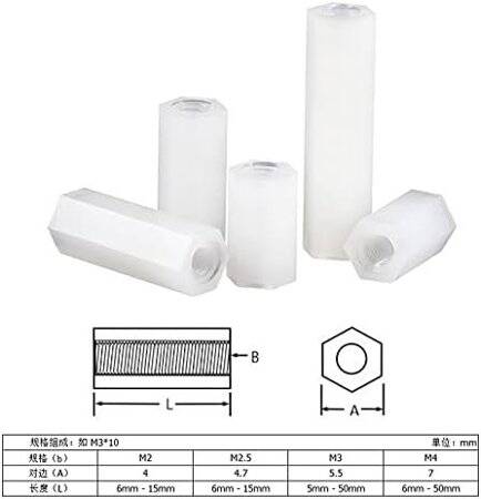 M3x10mm White Nylon Double Pass Hexagonal Column Isolation Column - 2