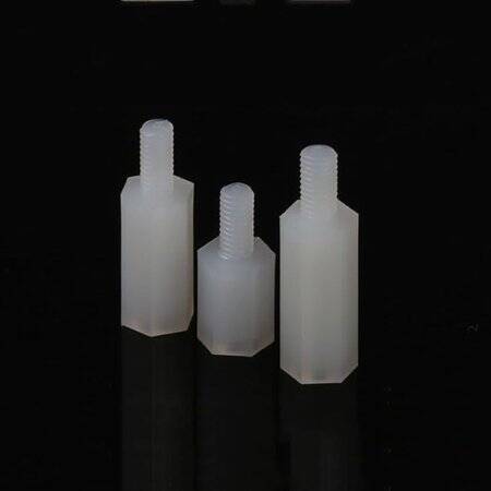 M3x25+6mm White Hexagonal Nylon Column Single Head - 4