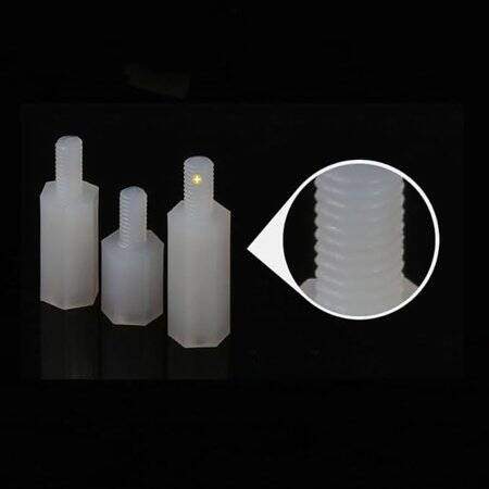 M3x25+6mm White Hexagonal Nylon Column Single Head - 5