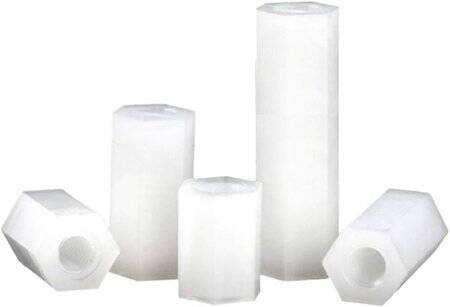M3x45mm White Nylon Double Pass Hexagonal Column Isolation Column - 3
