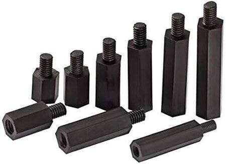 M3x6+6mm Black Hexagonal Nylon Column Single Head - 1