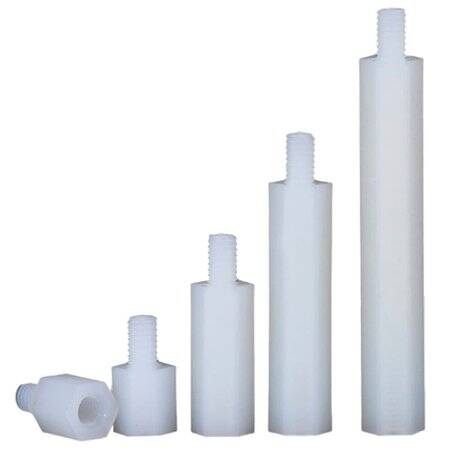 M3x7+6mm White Hexagonal Nylon Column Single Head - 1