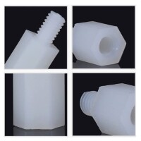 M3x7+6mm White Hexagonal Nylon Column Single Head - 4