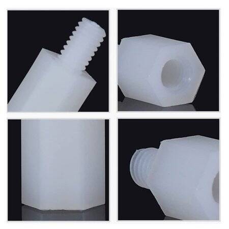 M3x7+6mm White Hexagonal Nylon Column Single Head - 4